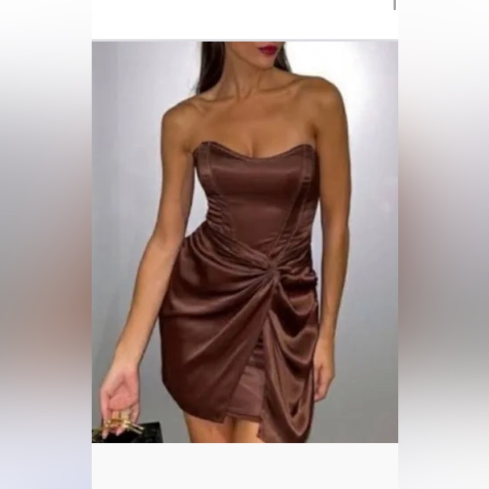 Zara brown strapless corset dress